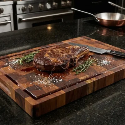 Масивна Chef дъска с дръжки и жлеб за оттичане 54х30х4см