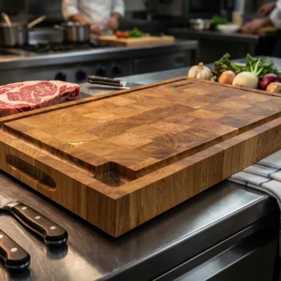 Chef масивна дъска с дръжки и жлеб 54х30х4см