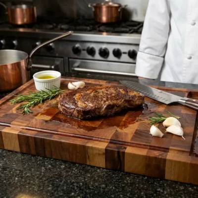 Масивна Chef дъска с дръжки и жлеб за оттичане 54х30х4см